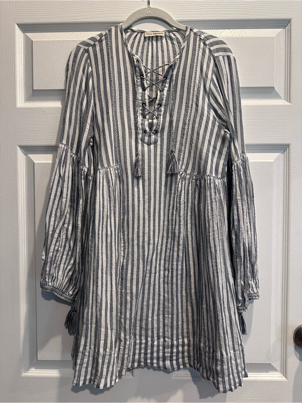 Ulla Johnson Striped Lace-Up Tunic in Blue & White - Picture 1 of 4